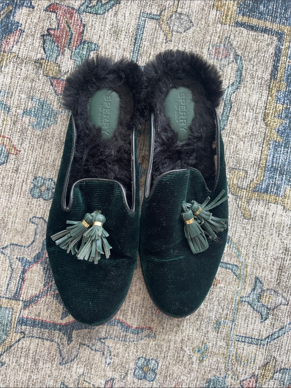 Sperry Women's Green Velvet Tassel Loafers